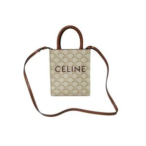 CELINE Vertical Cabas Triomphe shoulder bag white brown